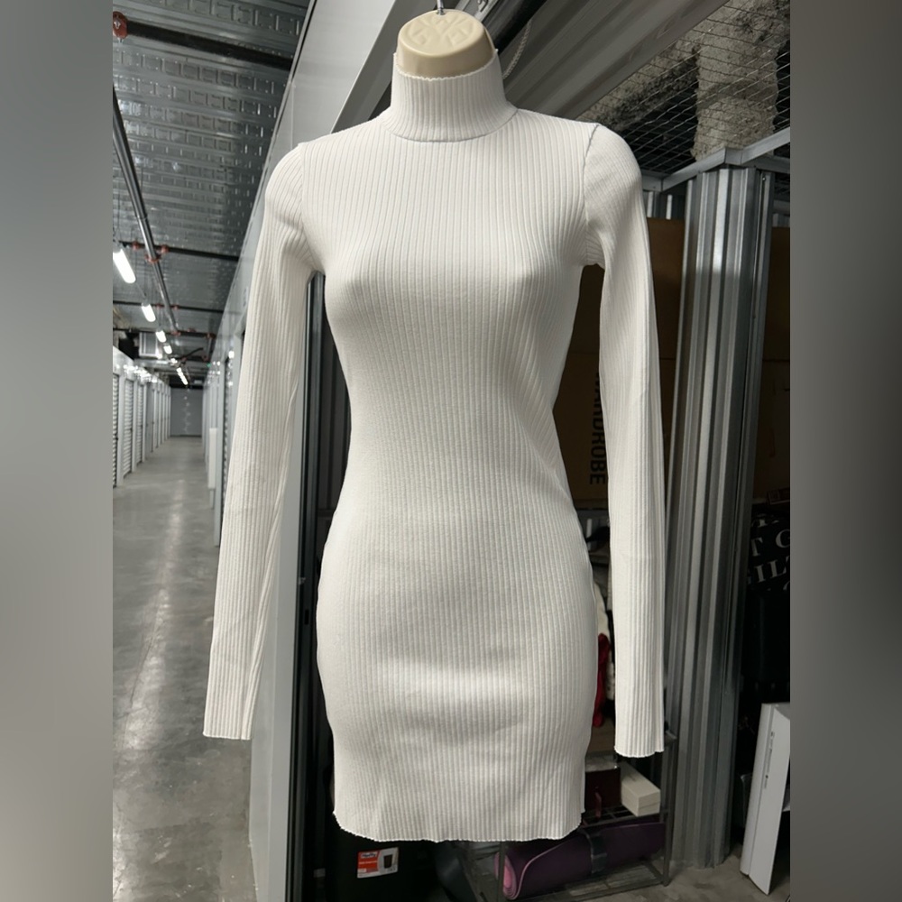 XS Cotton Citizen white turtleneck ribbed mini dress